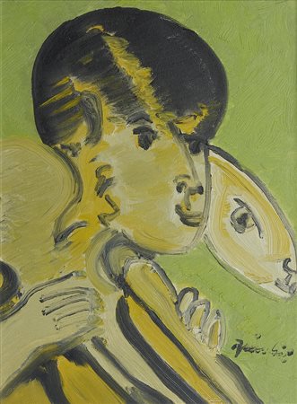 Remo Brindisi 1918 - 1996 Pastorale Acrilico su tela H40 x L30 cm (15.75 x...