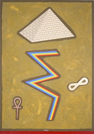 Lucio Del Pezzo 1933 Elementi magici, zig zag, 1992 Tecnica mista su tela su...