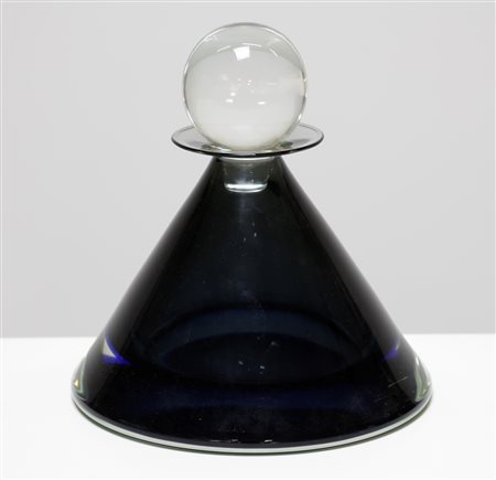 VETRERIA CENEDESE Bottiglia con tappo. Vetro di Murano. Cm 24,00 x 25,00 x...