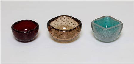 SCARPA CARLO (1906 - 1978) Tre ciotole. Vetro di Murano. . Vetro di Murano,...