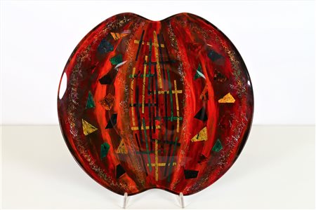 BURGER ERWIN Piatto . Vetro. Cm 35,00 x 3,00 x 33,00. Vetro con decorazioni...