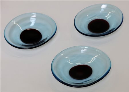 BIANCONI FULVIO (1915 - 1996) Attrib. Tre ciotole. Vetro di Murano. Cm 17,00...