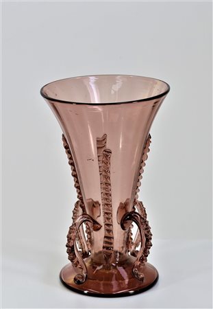 MANIFATTURA MURANO Vaso . Vetro di Murano. Cm 17,00 x 27,00. Vetro ametista...
