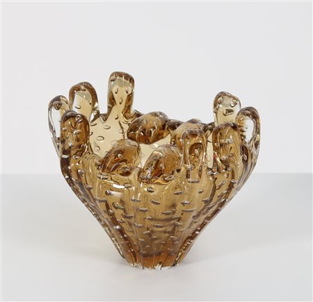 VENINI Piccolo vaso. Vetro di Murano. Cm 15,00 x 13,00 x 12,00. Vasetto in...