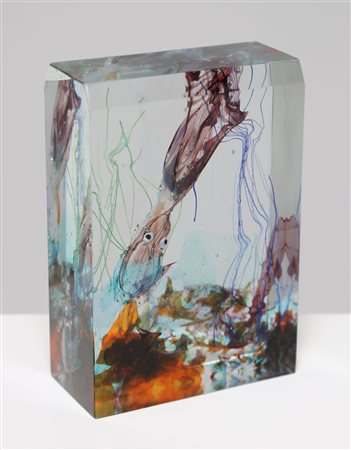 BARBINI ALFREDO (1912 - 2007) Acquario con seppia e alghe. Vetro di Murano....