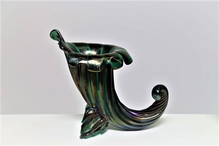 SEGUSO VETRI D'ARTE Vaso. Vetro. Cm 30,00 x 27,00 x 20,00. Vetro verde...