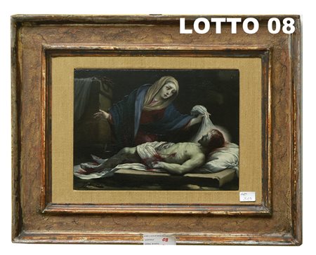 ANONIMO DEL XVII° SEC. DIPINTO OLIO SU TAVOLA RAFF. LA DEPOSIZIONE DI CRISTO...