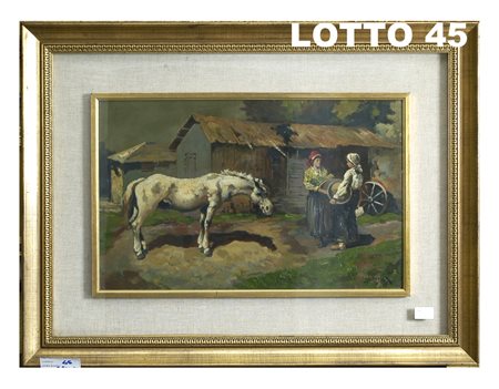 ALESSIO ISSUPOFF (1889 - 1957) DIPINTO OLIO SU TAVOLA RAFF. PASTORELLE CON...