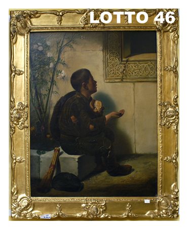 CLAUDIO BULGARINI DIPINTO OLIO SU TELA RAFF. IL POVERELLO MIS. 108 X 88...