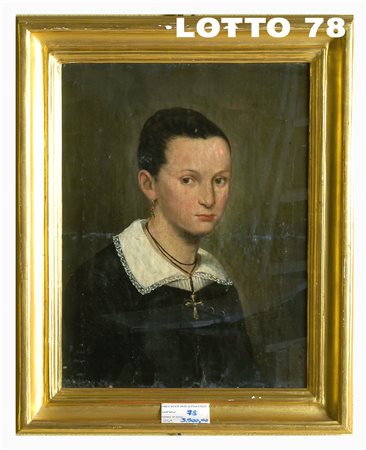 SILVESTRO LEGA (1826 - 1895) DIPINTO OLIO SU TELA RAFF. RITRATTO DI RAGAZZA...