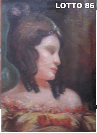 A. GASTALDI DIPINTO OLIO SU TELA RAFF. BUSTO DI RAGAZZA MIS. 25 X 35