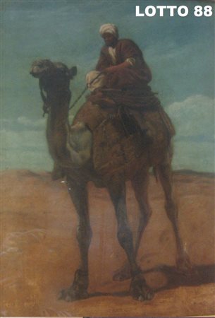 EUGENE FROMENTIN (1820 – 1876) DIPINTO OLIO SU TELA RAFF. ARABO CON CAMMELLO...