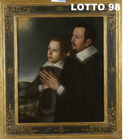 LOMBARDIA META' DEL XVI° SEC. DIPINTO OLIO SU TELA RAFF. FIGURE MASCHILI MIS....