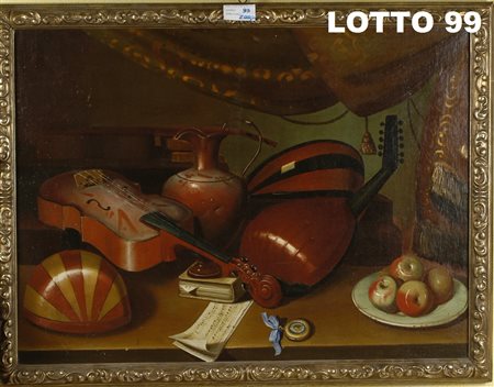 ITALIA INIZI DEL XIX° SEC. DIPINTO OLIO SU TELA RAFF. NATURA MORTA E...