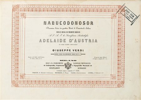 VERDI, Giuseppe (1813-1901) - Nabucodonosor, dramma lirico in quattro atti..ded