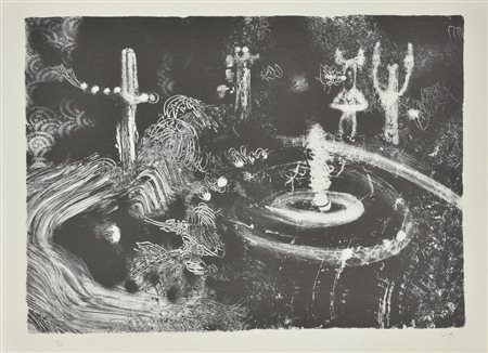 Matta Sebastian VERSAN LE VENE LE FUMIFERE ACQUE litografia su carta, cm 58x78 esemplare 34 su...