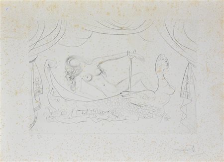 Dalì Salvador VENERE IN GONDOLA puntasecca su carta, cm 59x80 (lastra cm...