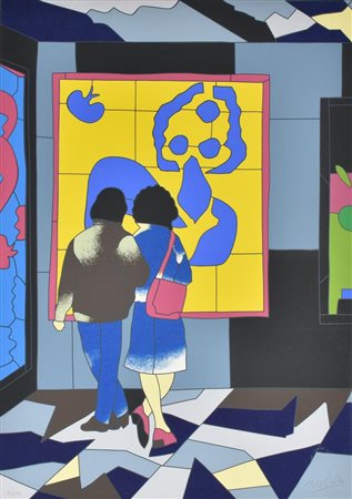 Nespolo Ugo AL MUSEO serigrafia su carta, cm 68,5x48,5 esemplare 93 su 150...