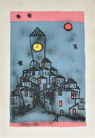 Rognoni Franco NOTTE STELLATA litografia su carta, cm 70x49,5 esemplare 91 su...