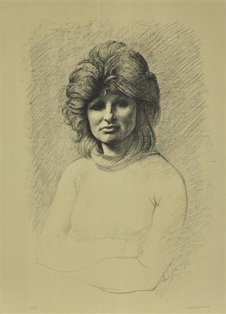 Messina Francesco FIGURA FEMMINILE litografia su carta, cm 70x50 esemplare 32...