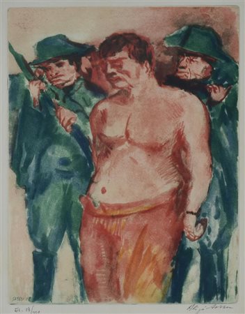 Sassu Aligi FUCILAZIONE NELLE ASTURIE acquatinta su carta, cm 46x40 (lastra...
