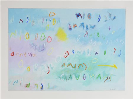 Nucara Renzo SENZA TITOLO tecnica mista su cartoncino, cm 40x60,5 sul fronte:...