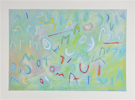 Nucara Renzo SENZA TITOLO tecnica mista su cartoncino, cm 39,5x60 sul fronte:...