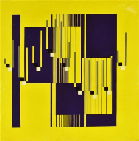 Rizzato Romano PERCORSO L.P.I. tempera su tela, cm 80x80 sul retro: firma e...