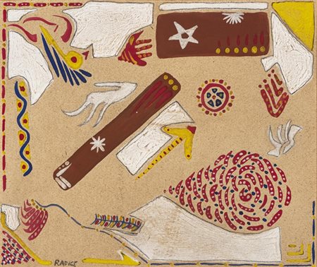 Radice Mario SENZA TITOLO tecnica mista su carta, cm 10,5x12,5 firmato...