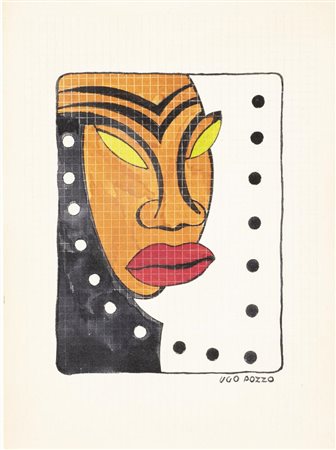 Pozzo Ugo VOLTO DI DONNA penna, pennello e pennarello su carta, cm 23x16,8...