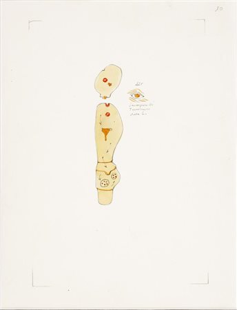 Baruchello Gianfranco N. 10 matite e acquerello su carta, cm 23,5x18 sul...