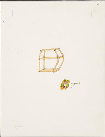 Baruchello Gianfranco N. 6 matita e acquerello su carta, cm 23,5x18 sul...