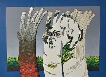 Torriero Elio DAFNA tecnica mista su cartone, cm 50x70 sul fronte: firma e...