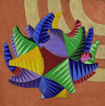 Fasano Francesco FIORE DELL'EST acrilici su faesite, cm 19x19 sul retro:...