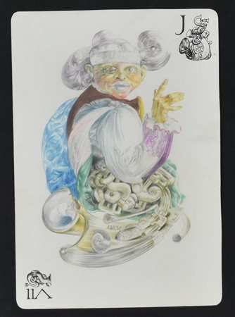 Abacuc IL FANTE DI FIORI pastelli su carta, cm 28x19 sul fronte: firma