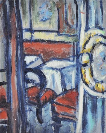 Allimandi Enrico CAFFE' PARIGINO olio su cartone telato, cm 30x24 eseguito...