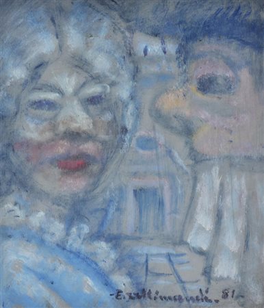 Allimandi Enrico MASCHERE A VENEZIA olio su cartone telato, cm 35x30 sul...