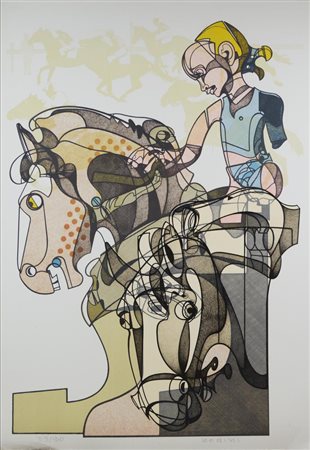 Bodini Floriano LOTTO DI 2 LITOGRAFIE A COLORI I) Senza titolo. mm 345x470....