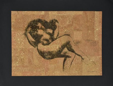 Messina Francesco NUDO FEMMINILE litografia su sughero, cm 50x70 esemplare 69...