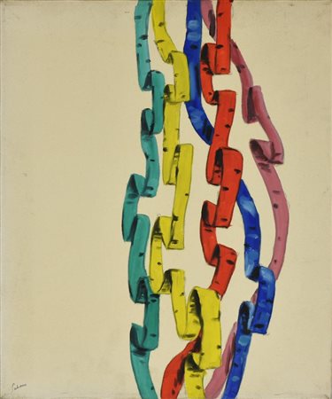 Galvano Albino NASTRO N. 19 olio su tela, cm 60x50 sul fronte: firma sul...