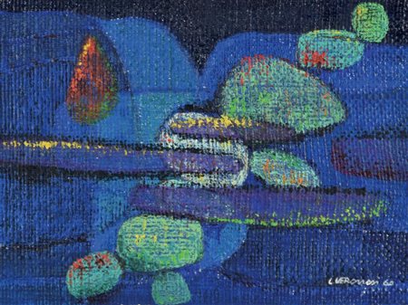 Veronesi Luigi ORGANICO N. 17 olio su tela, cm 21,5x28 firmato e datato sul...