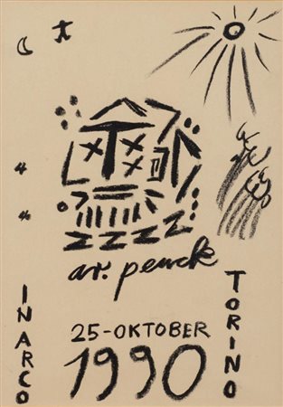 PENCK A. R. SENZA TITOLO carboncino su carta, cm 35,5x25 firmato e datato...