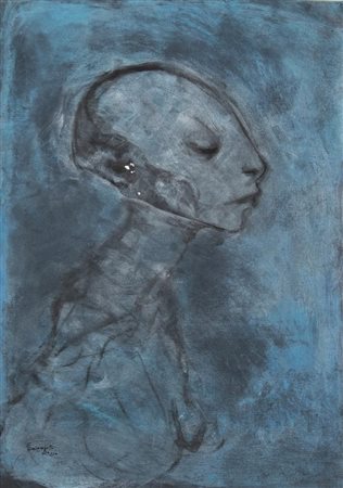 Colombotto Rosso Enrico VOLTO MASCHILE tempera e china su cartone, cm 70x50...