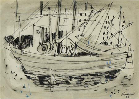 Paulucci Enrico GOLETTA acquarello e china su carta, cm 22x30 sul fronte:...