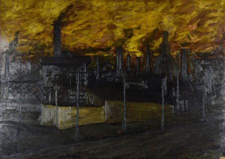 Billetto Alfredo VEDUTA DI TORINO olio su tavola, cm 70x100 sul fronte: firma...