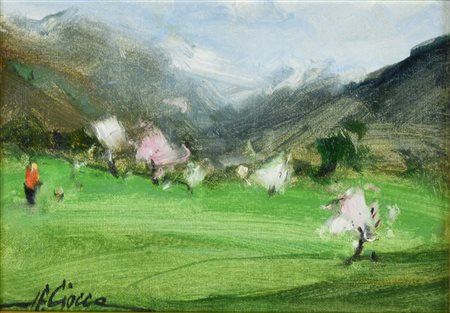 Ciocca Alfredo PRIMAVERA olio su cartone, cm 17,5x24 sul fronte: firma sul...