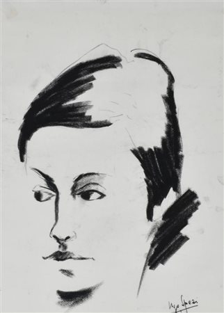 Spezi Ugo RITRATTO carboncino su carta, cm 40x29 sul fronte: firma