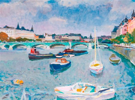 SAVINO LABÒ (1899-1976) - Londra (Mattino sul Tamigi), 1955