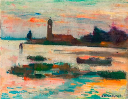 SILVIO CONSADORI (1909-1994) - Tramonto in laguna, 1972