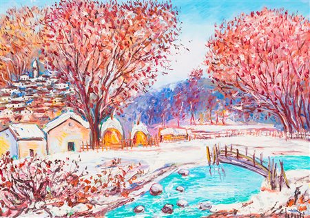 ANTONIO IALENTI (1937) - Nevicata a Varzi